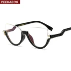 Женские очки Peekaboo, прозрачные винтажные очки в полуоправе с кошачьими глазами черного цвета