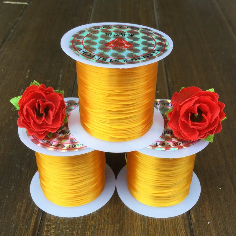 1 мм DIY Кристалл Бисероплетение стрейч шнур эластичная линия Прозрачная Бисероплетение проволока нить для изготовления ювелирных изделий - Цвет: golden yellow