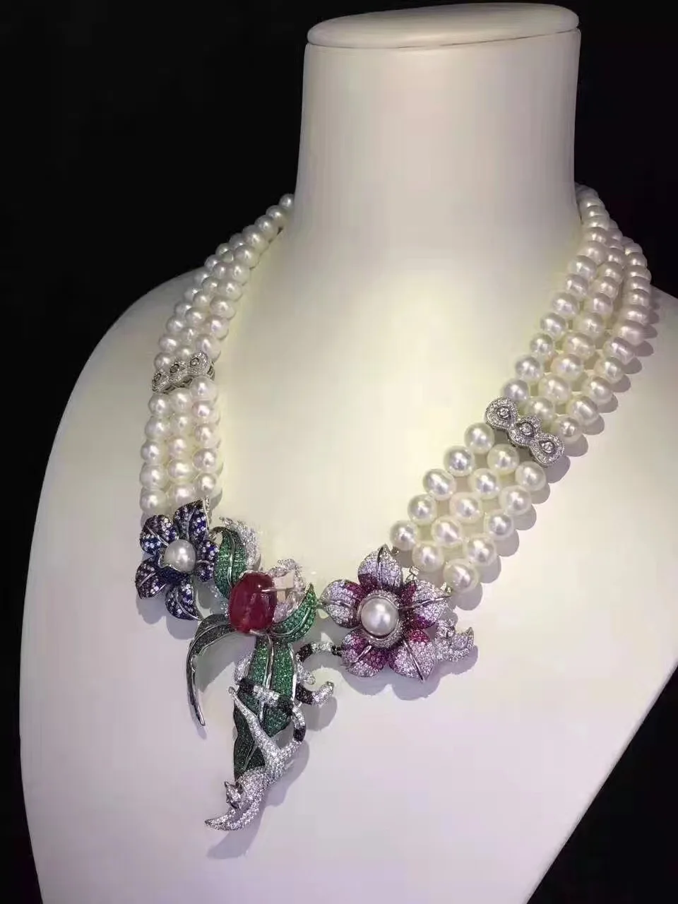 ?? 天然淡水真珠のネックレスの結婚式 925 スターリングシルバーキュービックジマルチレイヤファッションジュエリー