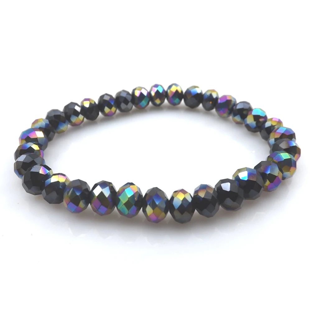 

Rock Style 8mm Hemtite AB Faceted Crystal Beaded Bracelets For Party 20pcs/lot