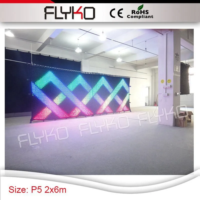 Дисплей P50mm демонстрация светодиодной видео ткани 7 футов * 20 rgb экран-занавеска с