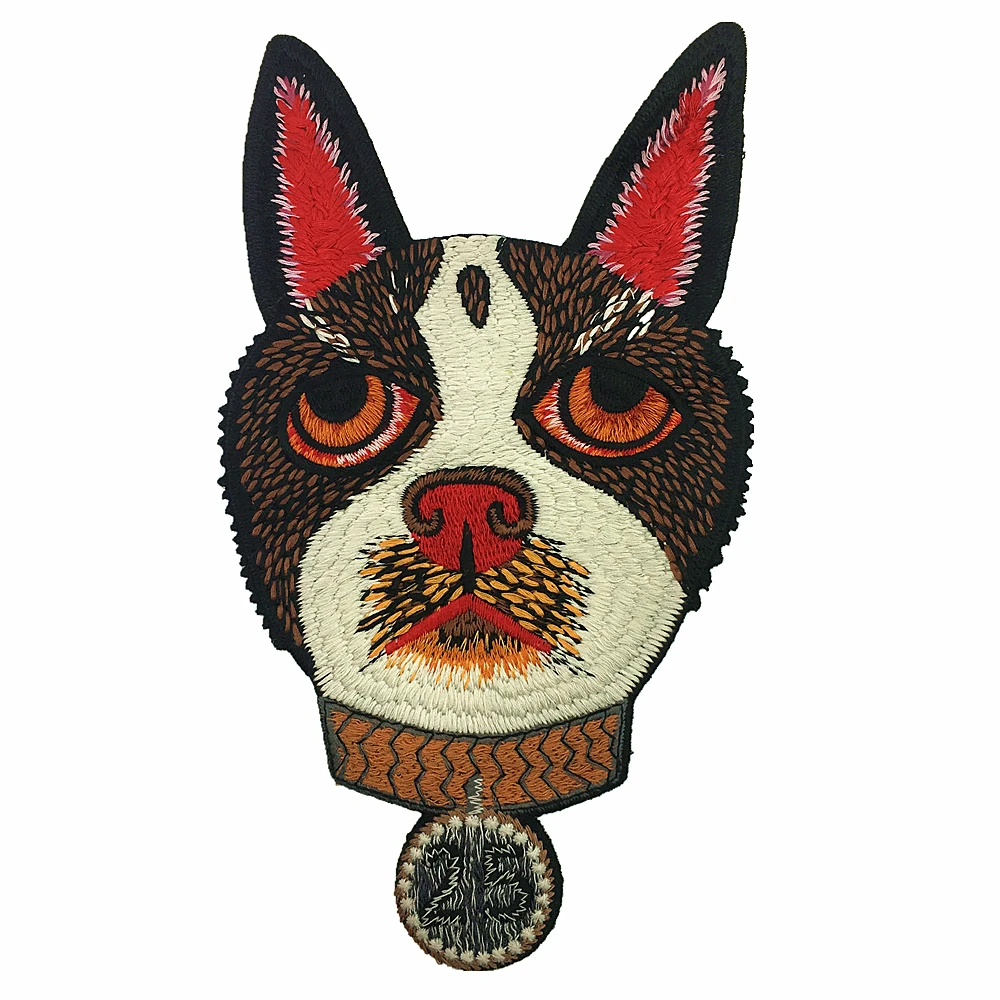 

Вышивка в виде головы собаки, вышитая аппликация, искусственное пальто, круглые Аппликации, 23x13 см, AC1127