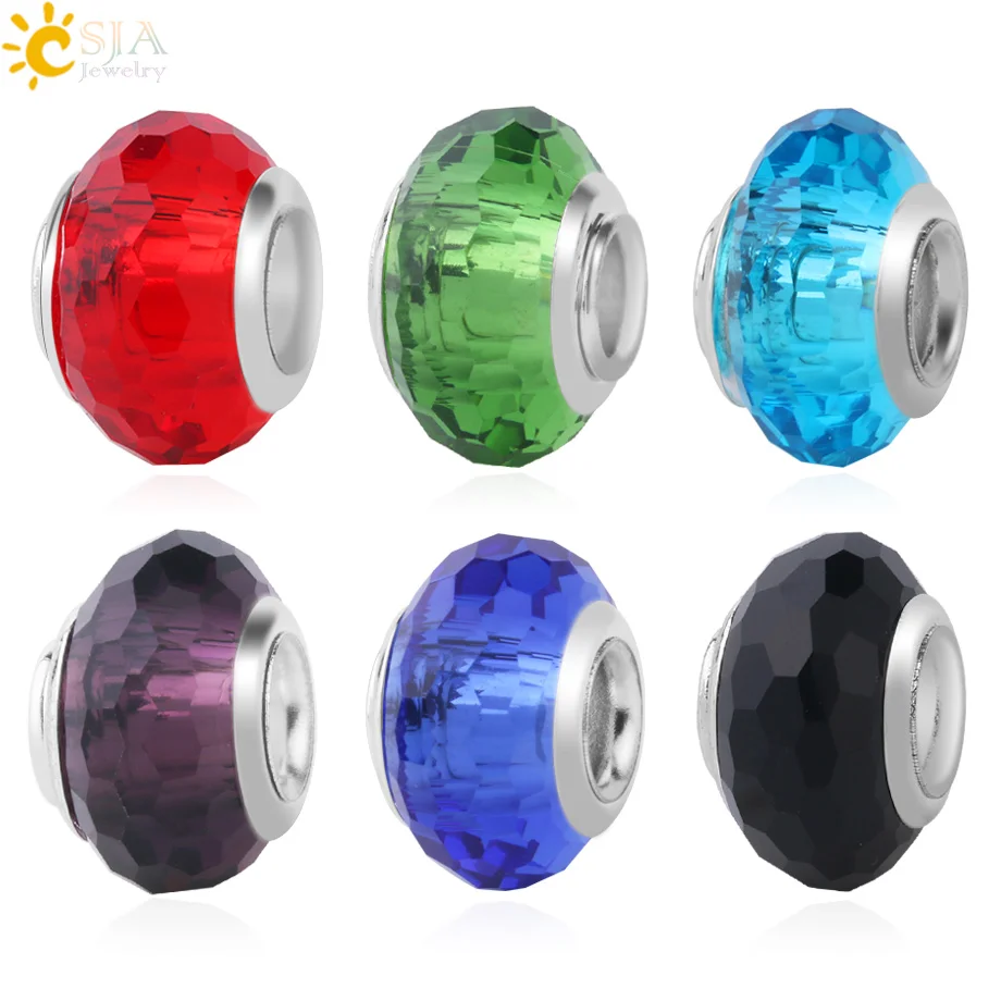 Многогранные стеклянные шарики CSJA с большим отверстием из муранского стекла