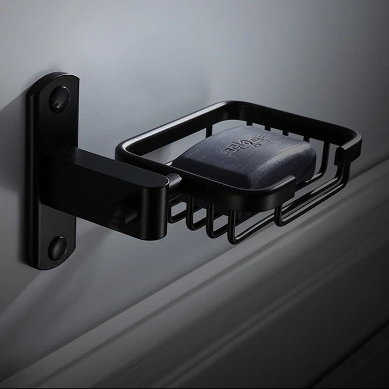 Hongdec Wall Mount space aluminum black Soap Basket Dish Holder for Bathroom Kitchen No Drilling Required | Обустройство дома