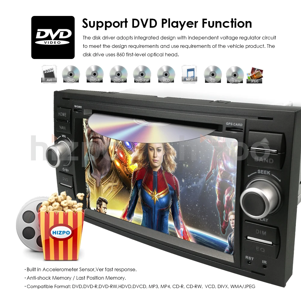 7'ƈ Din автомобильный dvd плеер для Ford Focus Galaxy Fiesta S Max C Fusion Transit Kuga Indash GPS Navi радио