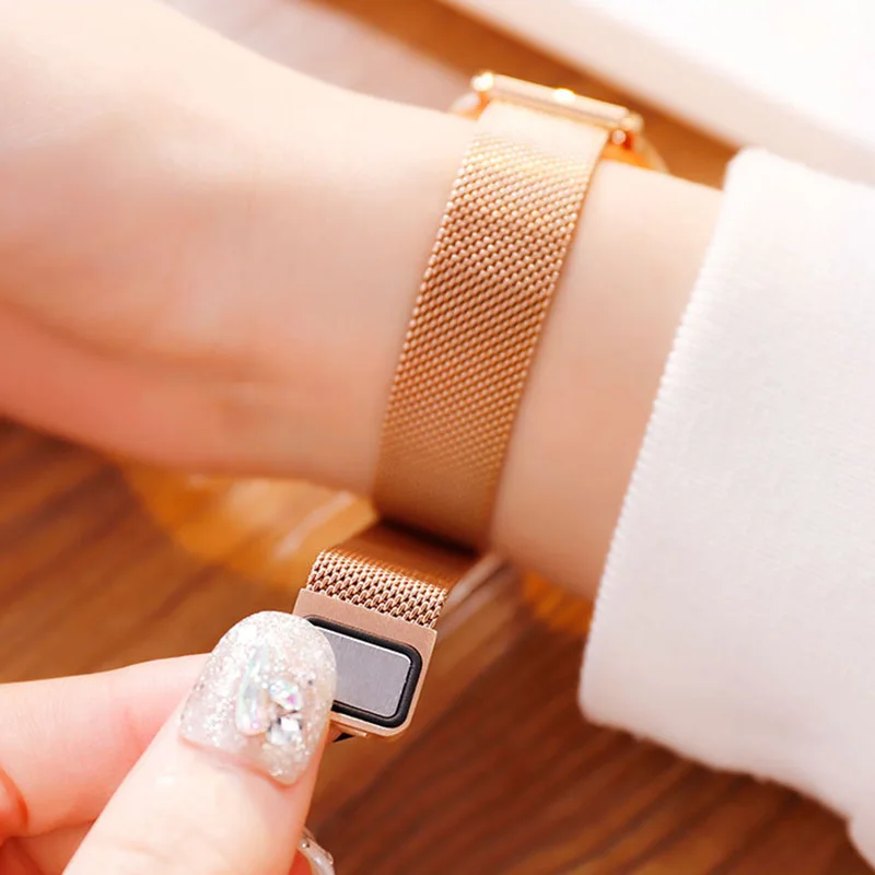 Женские наручные часы Montre Femme брендовые водонепроницаемые с магнитной сеткой