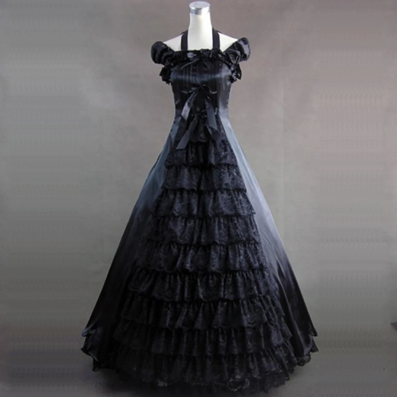 

2018 Summer Black and White Princess Dress 18th Century Retro Gothic Victorian historical Party Dress Ball Gowns Drop Shpping