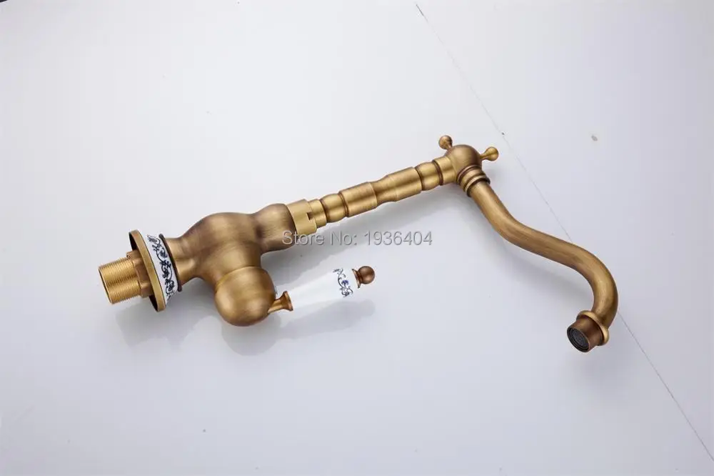 Basin Faucet Antique Brass Finished Mixer Tap Deck Mounted Vanity Vessel Sinks AF1088 | Обустройство дома