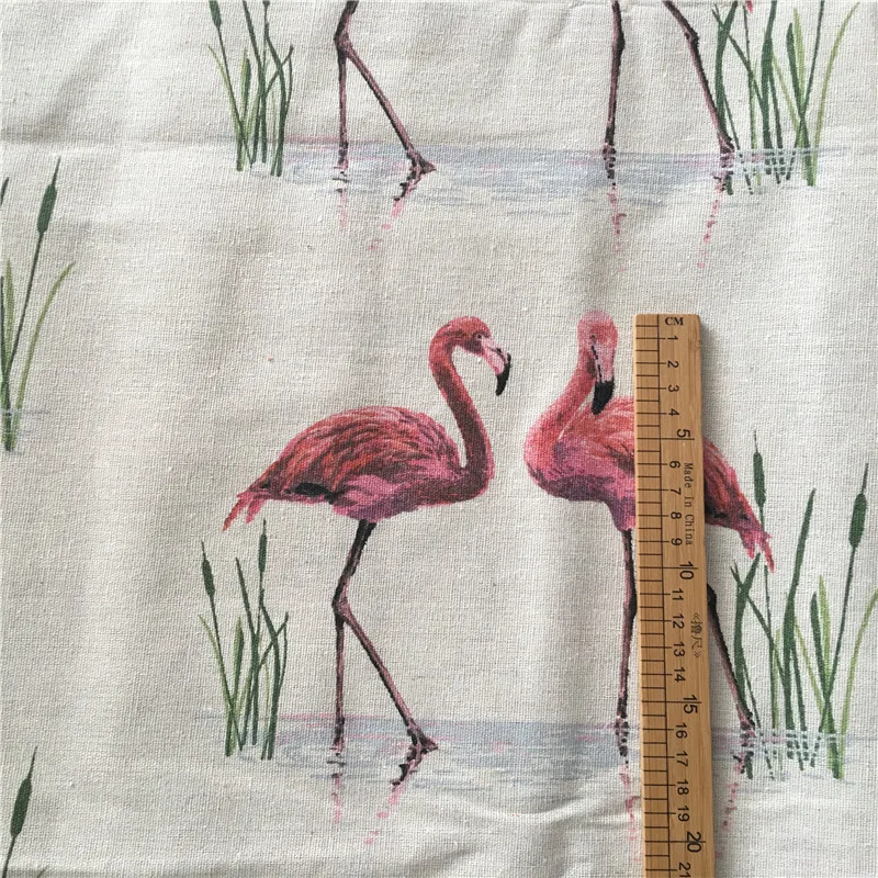 HMS 50x150cm Cotton Linen Fabric DIY Craft Material For Home Deco Print Flamingo Lover Pairs | Дом и сад