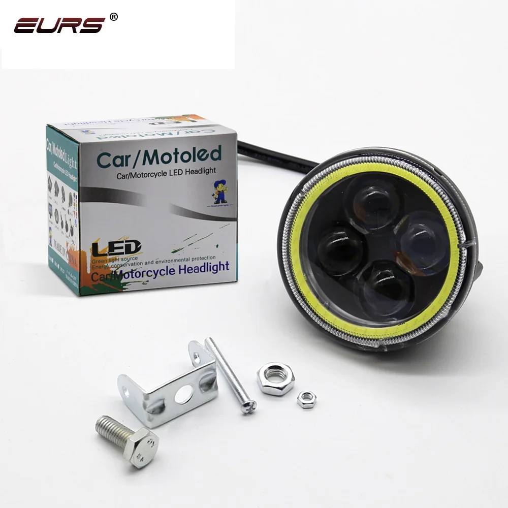 

EURS angel eyes LED lamps 20W Work light Motorcycle Led headlights white car styling day running lamp Auto Spot lamp 4D lens