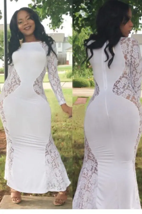 2014 Summer New Sexy Fashion Plus Size Dress Lace Maxi with Fish Tail Detail LC6503 S M L XL | Женская одежда