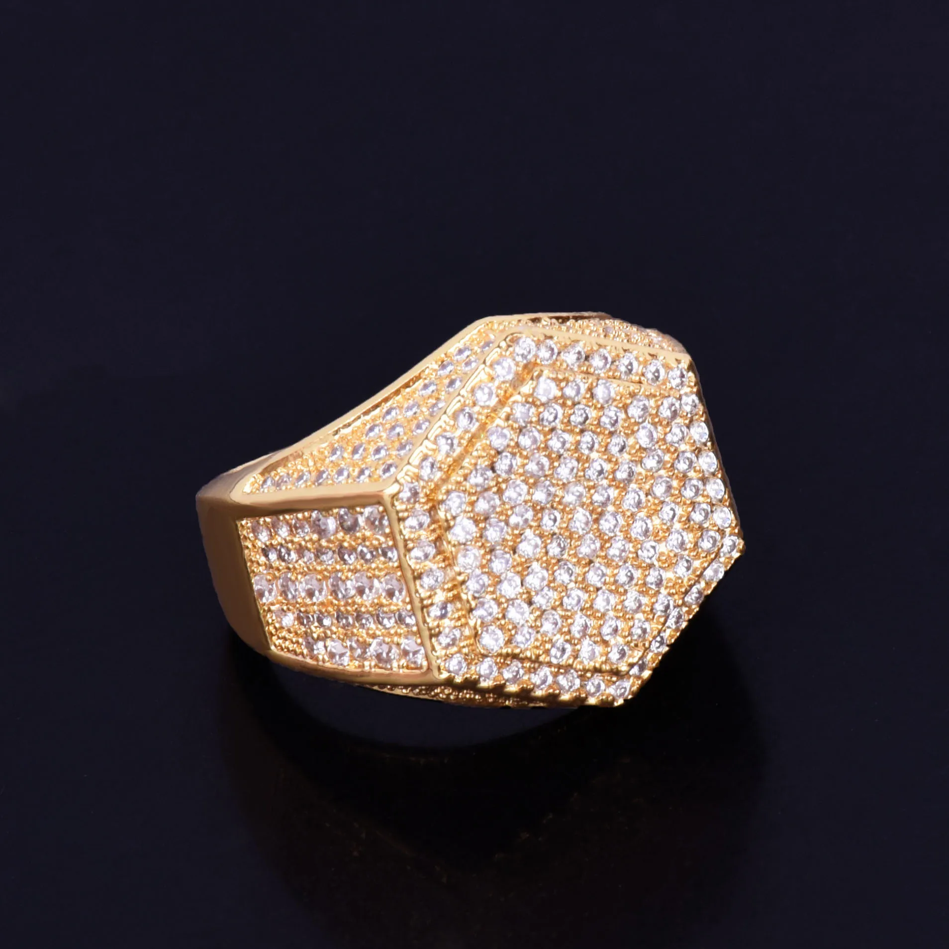 Золотое мужское кольцо 18 K медное очарование AAA кубический циркон модные ювелирные изделия Хип-хоп мужское кольцо