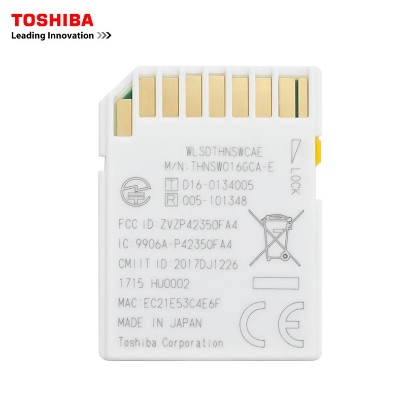 Карта памяти TOSHIBA FlashAir беспроводная LAN 32 ГБ Wi-Fi SD карта U3 UHS класс скорости 3 Wifi |