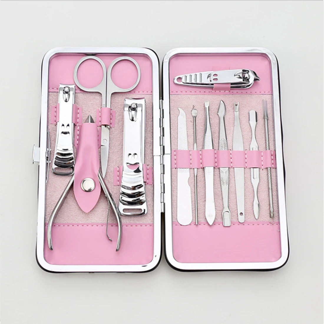 

12pcs Manicure Set Pedicure Scissor + Cuticle Knife + Ear Pick + Nail Clipper Kit Stainless Steel Nail Care Tool Sets