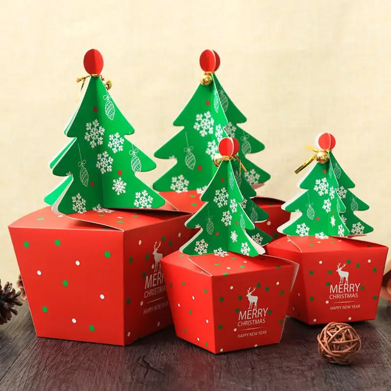 10 шт./лот трехмерная Рождественская елка большая бумажная коробка для конфет