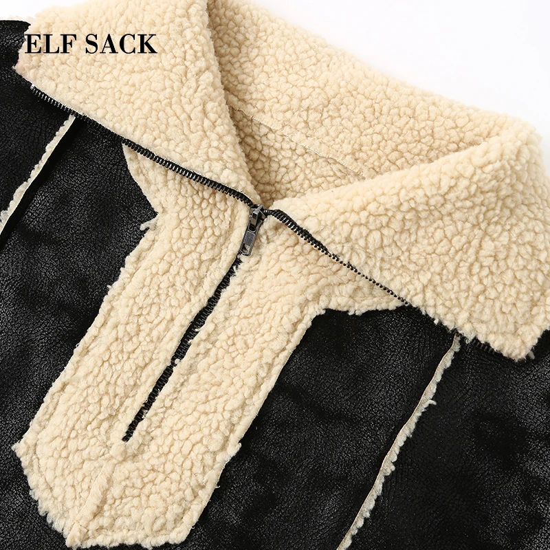 ELFSACK зимняя одежда новые женские куртки полный отложной воротник искусственный