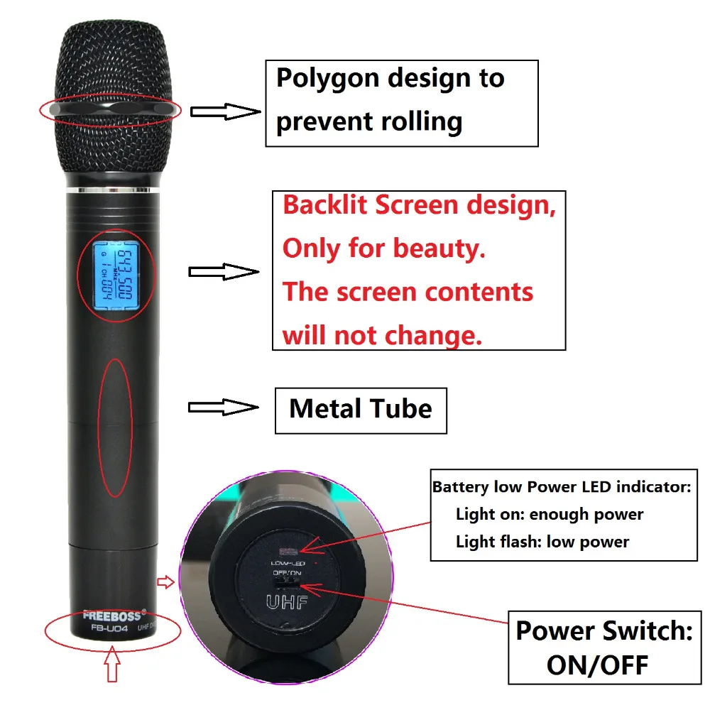 FREEBOSS FB U04H2 профессиональные микрофоны UHF KTV вечерние Mic системы 2 ручные и