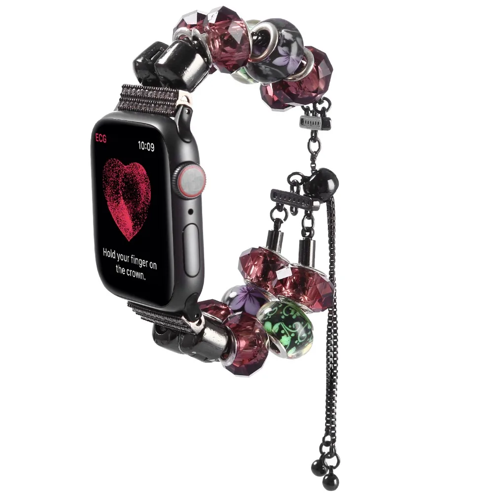 Роскошный ювелирный декоративный ремешок для apple watch, браслет с агатом и драгоценным камнем для iWatch 38 мм 42 мм 40 мм 44 мм Серия 1 2 3 4