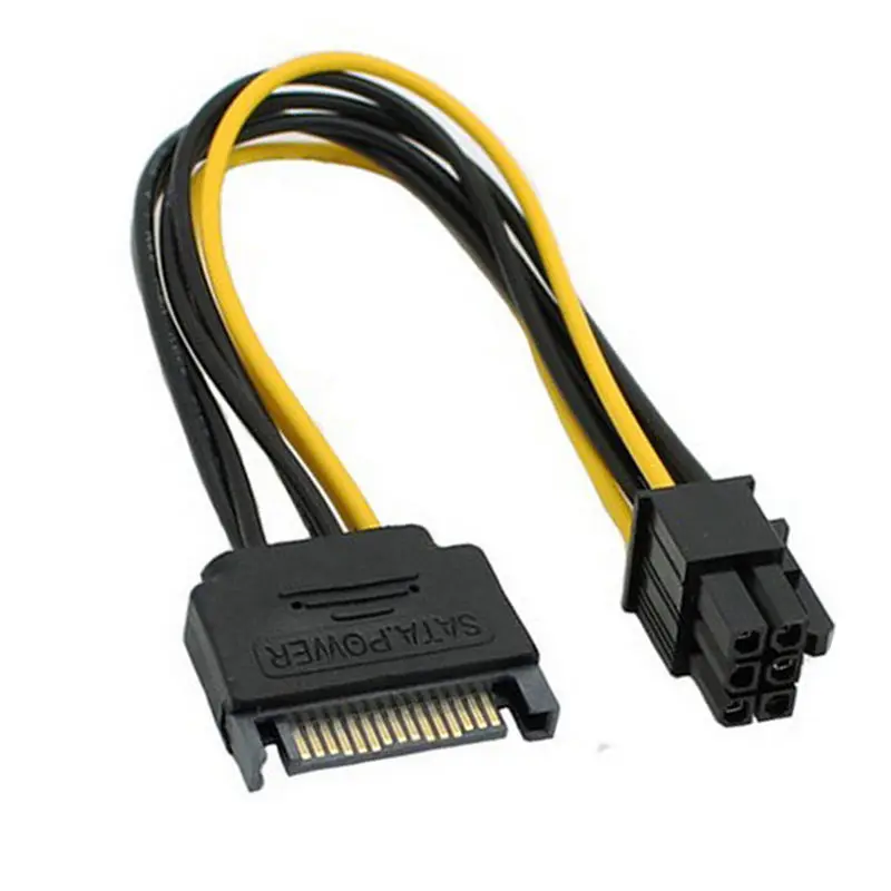 Двойной SATA 15 контактный разъем для PCI-E 6 Pin женский видеокарта Мощность адаптер
