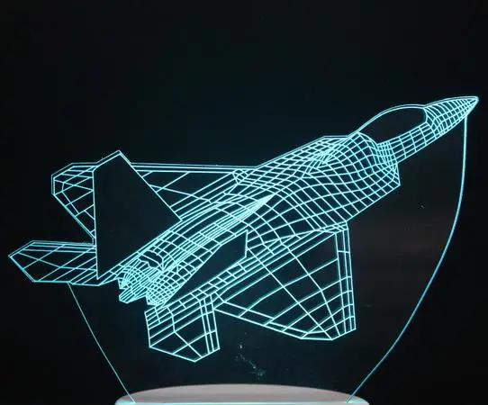 plane 3D светодиодный ночник самолет-боец рыба Луна 7 цветов Изменение голограммы атмосферу Новинка USB лампа для украшения дома визуальный подарок - Испускаемый цвет: plane