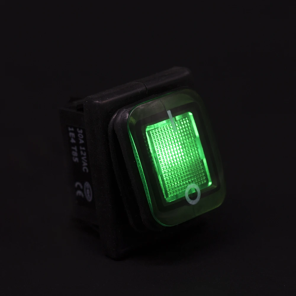 30A 4 Pin DPST IP67 t85 Sealed Waterproof Auto Boat Marine Rocker Switch with LED 6V 12V 24V 110V 220V 30x22 Heavy Duty