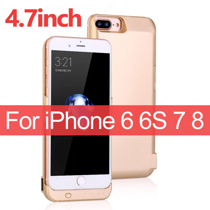 4.7inch Gold 10000 мАч портативный внешний аккумулятор для iPhone 6 6s 7 8 чехол для телефона для iPhone 6 Plus 6s Plus 7 Plus 8 Plus чехол для зарядки - Цвет: 4.7inch Gold