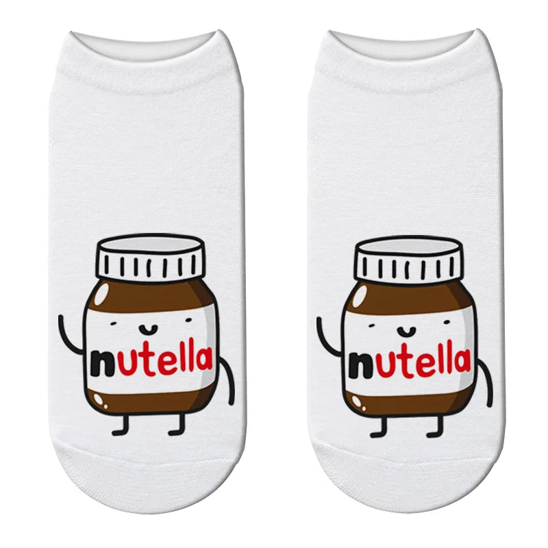 2 Kawaii Nutella/носки с 3D принтом женские милые носки хлопковые с забавным Femme Повседневные популярные корейские носки до щиколотки Spaort Sox - Цвет: 2