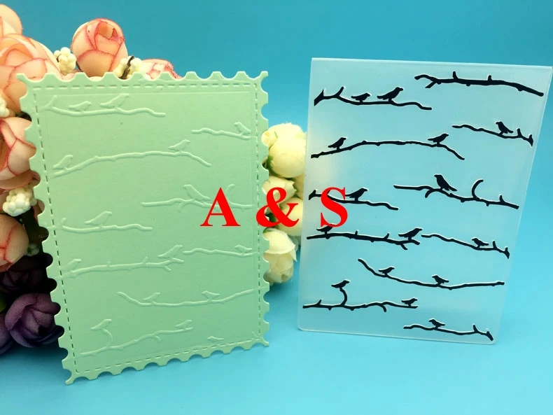 Пластиковая папка для тиснения симпатичная ветка дерева птица самостоятельной