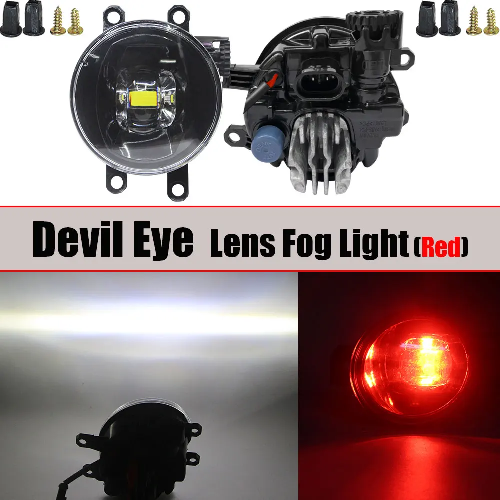 Lens Devil Eye Red Автомобильный 4000лм противотуманный светильник светодиодный Devil Eye DRL H11 12 В Стайлинг для Toyota RAV4 Highlander Corolla Camry Venza Tundra Tacoma Yaris Prius - Цвет: Lens Devil Eye Red