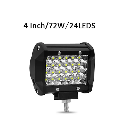 4 Inch 72W Четырехъядерным процессором рядов 4 7 12 16 20 Гавайская гитара 23 дюймов Светодиодные ленты светодиодный светильник бар рабочий светильник комбо балка для вождения Offroad Лодка автомобиль тягач 4x4 SUV - Цвет: 4 Inch 72W