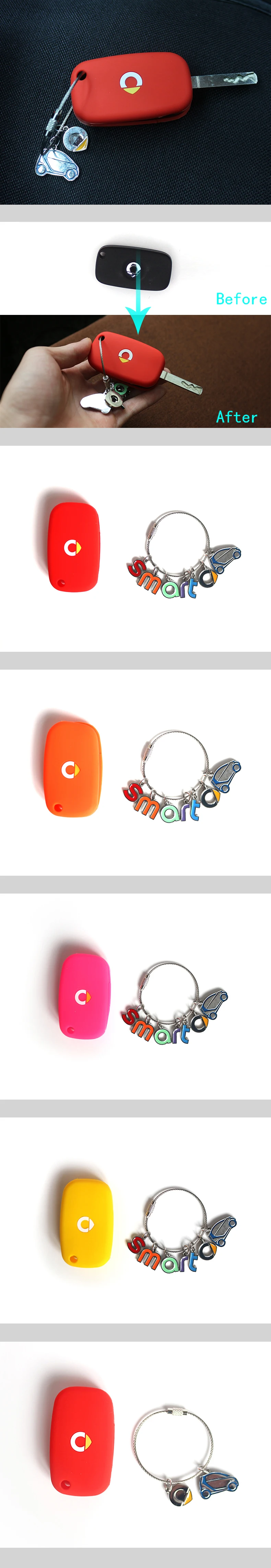 Car Key Bag Silicone protection Case For New Smart 453 Fortwo Forfour Keychain Button Key Remote Cover Styling Accessories