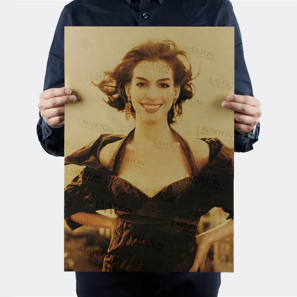 Anne Hathaway A/кинозвезда голливудской красавицы/крафт бумага/плакат для бара/Ретро