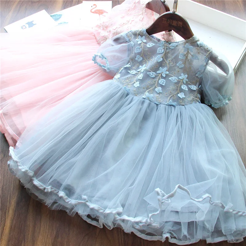 Children Infant Princess Dress Summer ruffles holiday Baby Girls Kids Mesh Wedding Party Embroidery Flowers Dresses Tutu 7 | Детская