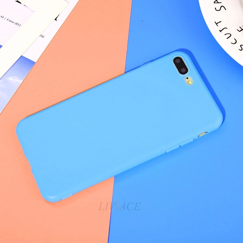 Матовый однотонный силиконовый чехол карамельного цвета для телефона iphone xr x xs max 6 6s 7 8 plus 5 5S se мягкая задняя крышка из ТПУ fundas coque - Цвет: blue