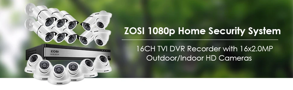 ZOSI 1080P 2MP 16 канальный CCTV система TVI рекордер DVR комплект купольная пуля водонепроницаемый видео ИК фильтр ночного видения наружная камера