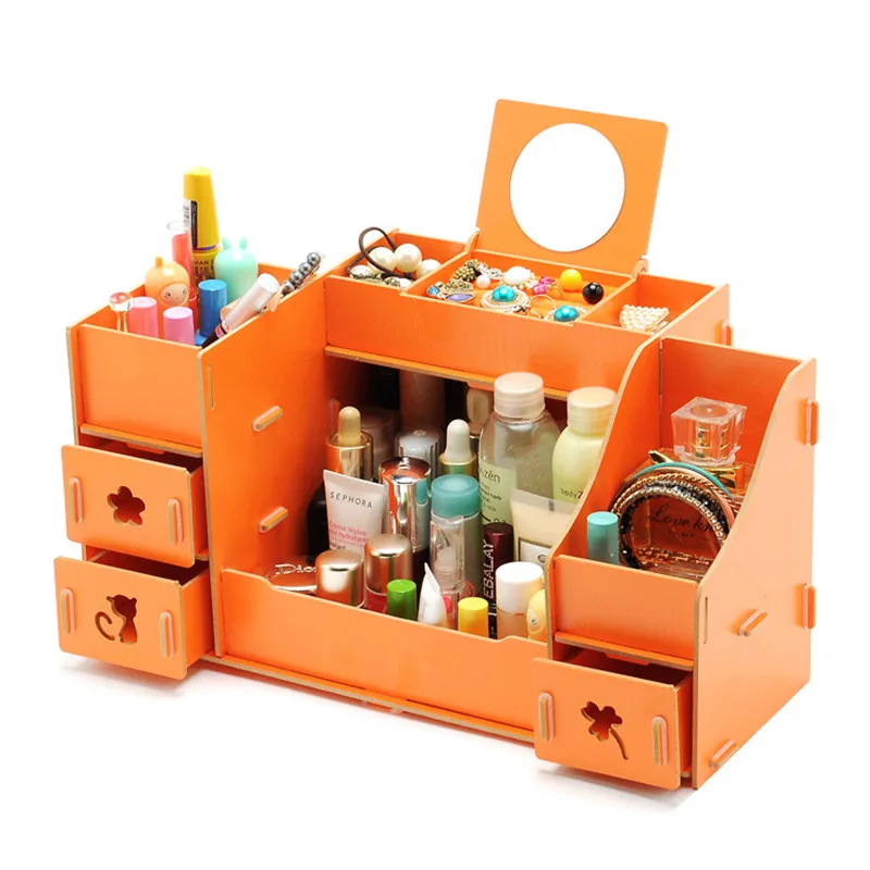 Творческий Diy деревянный ящик для хранения косметики Многофункциональный картон