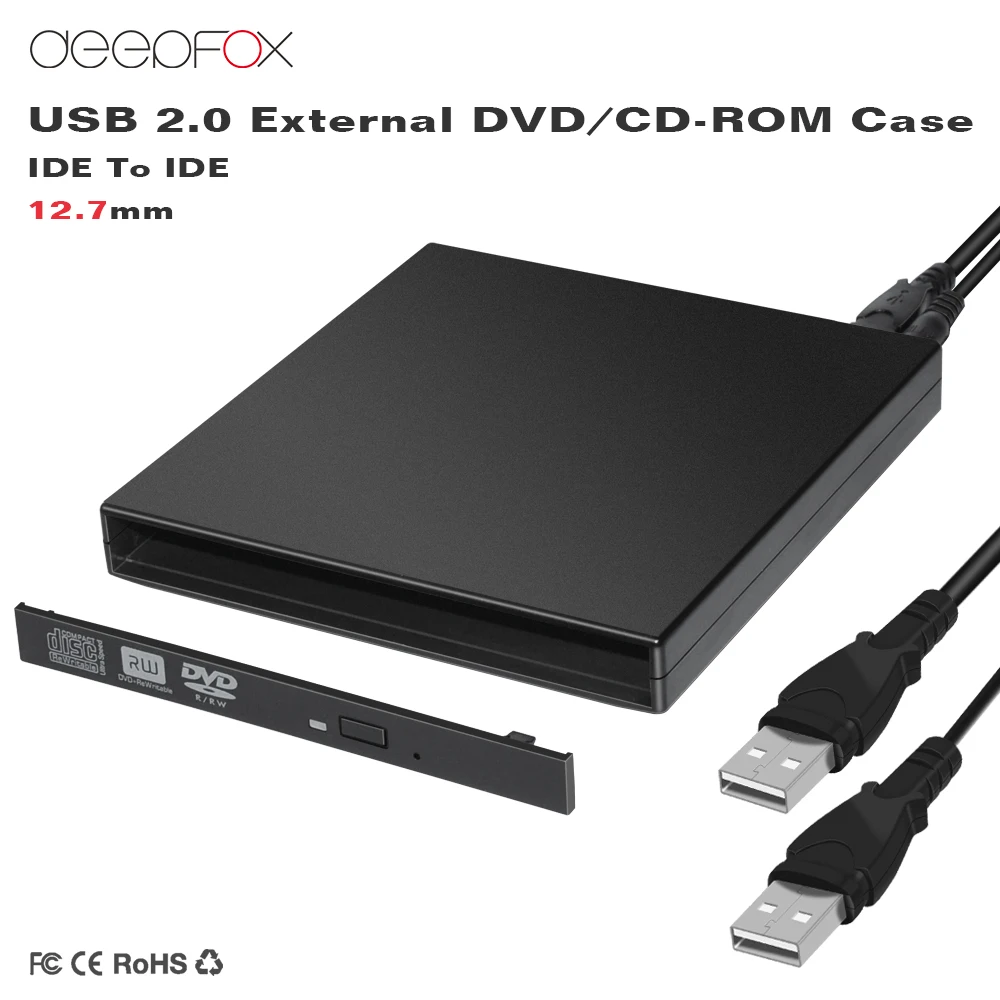 External DVD RW Enclosure Case USB 2.0 Slot in DVD 12.7mm IDE Case For Optical Drive
