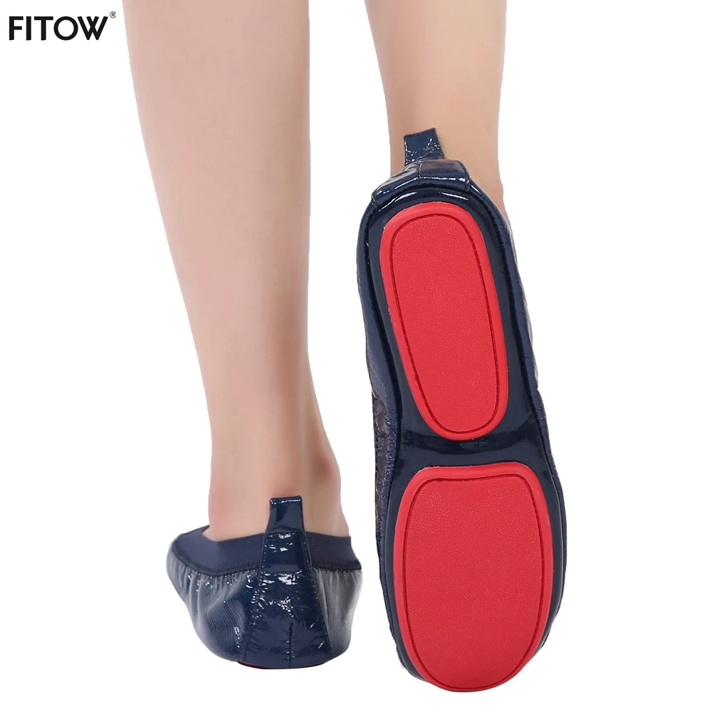 2 пар/лот модные складные балетки с красной подошвой женские кожаные на плоской
