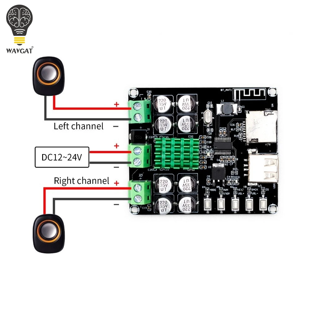 Плата усилителя TPA3116D2 с Bluetooth 4 0 50 Вт + u диском TPA3116 поддержкой tf карты