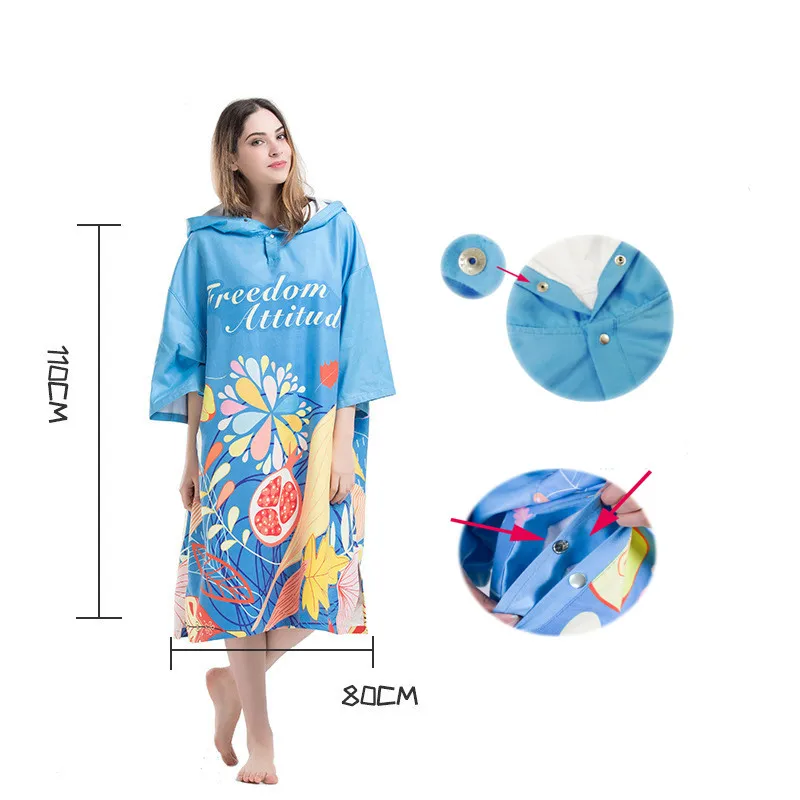

Beach Towel Pool Bath Towel Surf Poncho Changing Robe Hooded Towel Surf Hoodie Woman Men's Diving Bathrobe Friend Gift