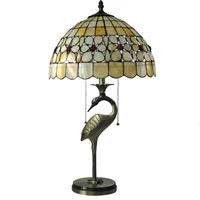 Tiffany Style Stained Glass Shade Table Lamp E26/E27 European Antique Copper Desk Light For Study Room Bedside Lighting TL157