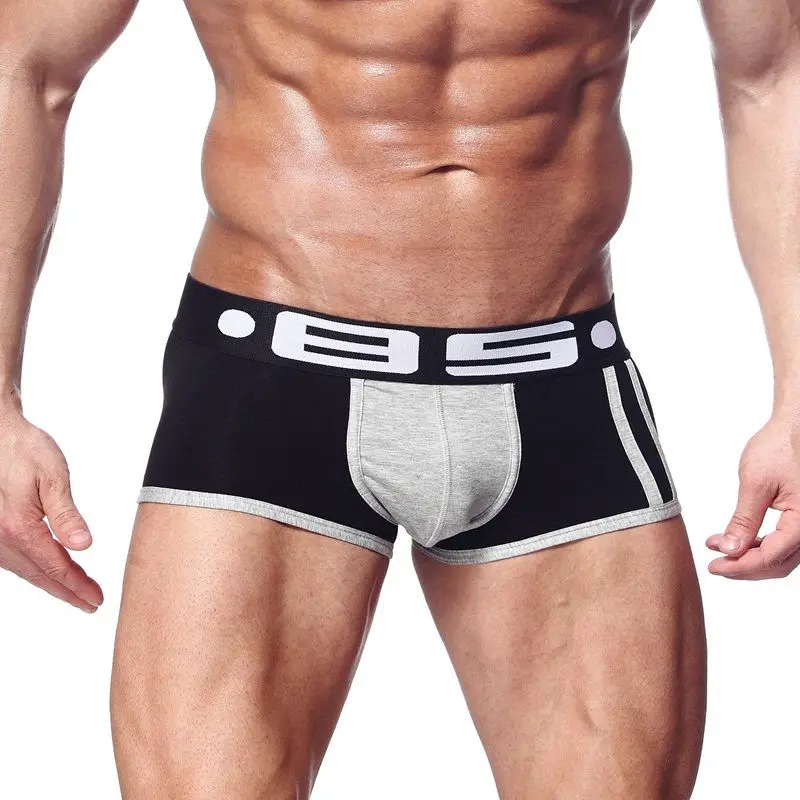BS брендовые боксеры мужское нижнее белье Cueca пикантные мужские трусы дышащие