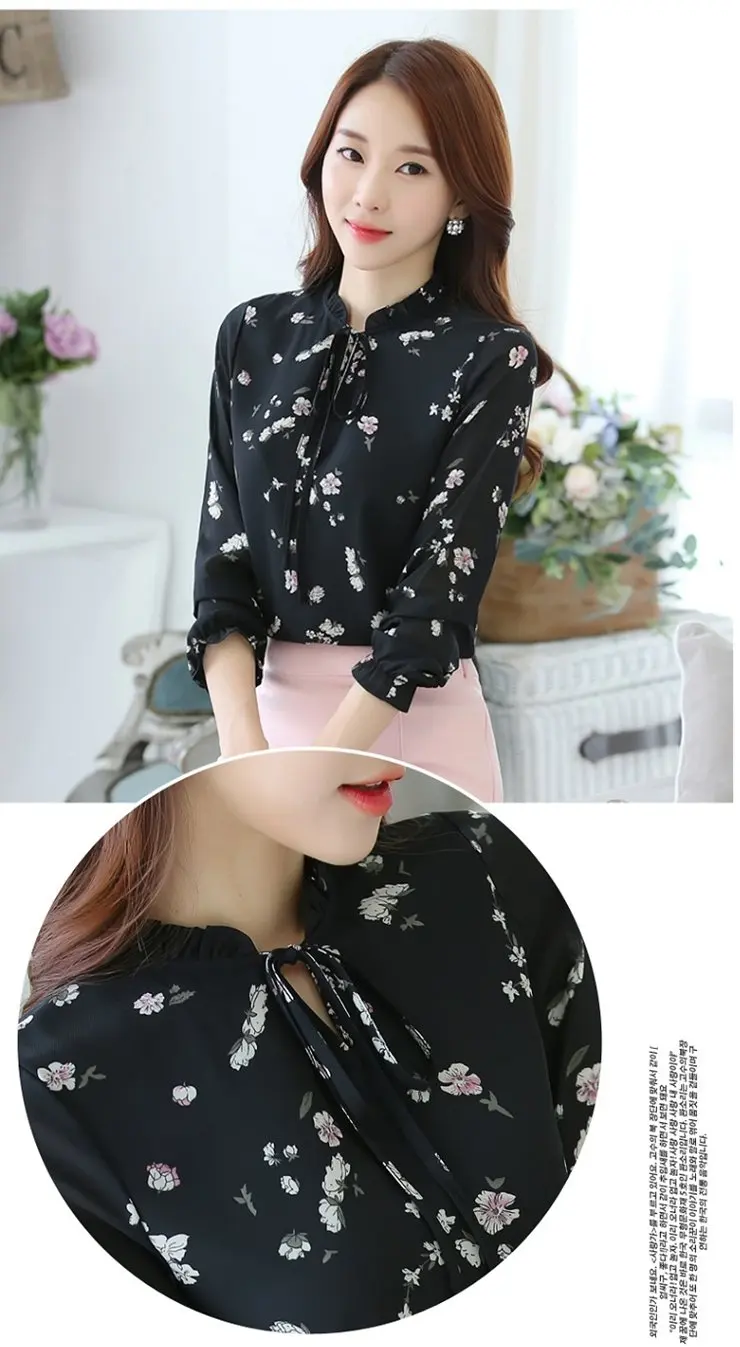 Blusas Femininas Модные Цветочные Топы и блузки Mujer осенние женские рубашки с длинным рукавом шифоновые женские блузки с принтом