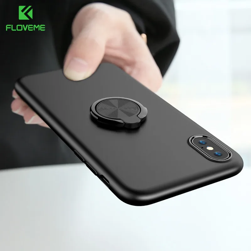 Чехол FLOVEME с кольцом-держателем для iPhone 8 Plus чехлы мягкий силиконовый чехол X 10 7