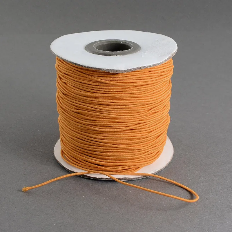 DarkOrange 100 м/рулон 1 мм 2 мм цветной круглый эластичный волокнистый шнур с нейлоновой наружной и резиновой внутренней частью для изготовления ювелирных изделий DIY F83 - Цвет: DarkOrange