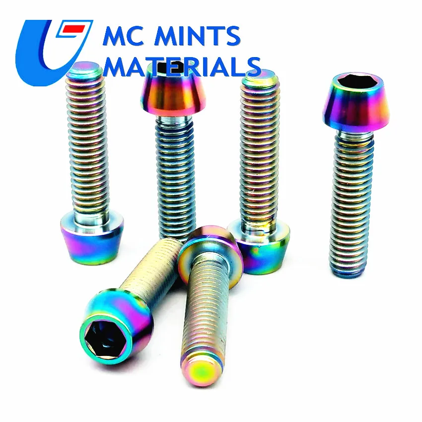 Титановые болты M6 x 10 16 18 20 25 30 35 40 45 50 65 мм шестигранный ключ с конической головкой