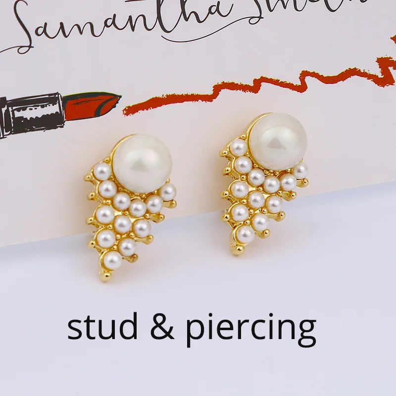 stud pearl Корейские милые серьги-клипсы без пирсинга для женщин и девочек с искусственным жемчугом Красные кристаллы стразы клипсы для ушей подарок на свадьбу - Окраска металла: stud pearl