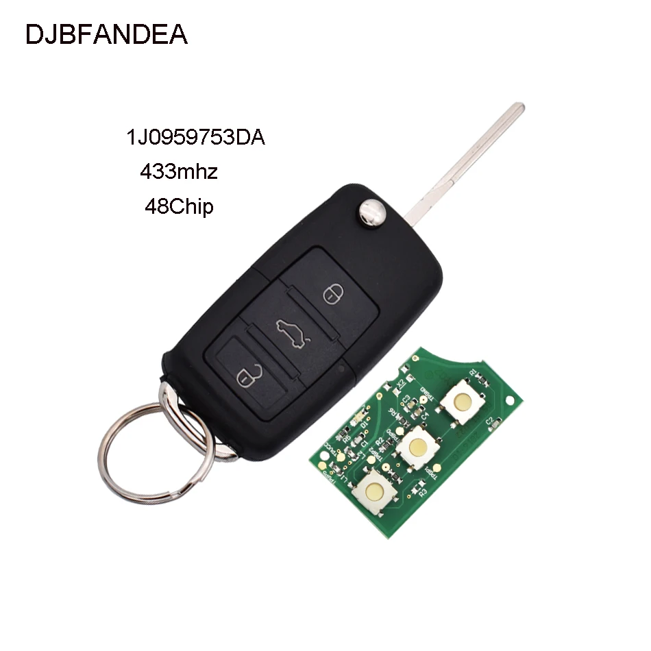 DJBFANDEA 434 МГц Автомобильный Дистанционный ключ для Vw Passat Bora Polo Golf Beetle 2001 2009 оболочка