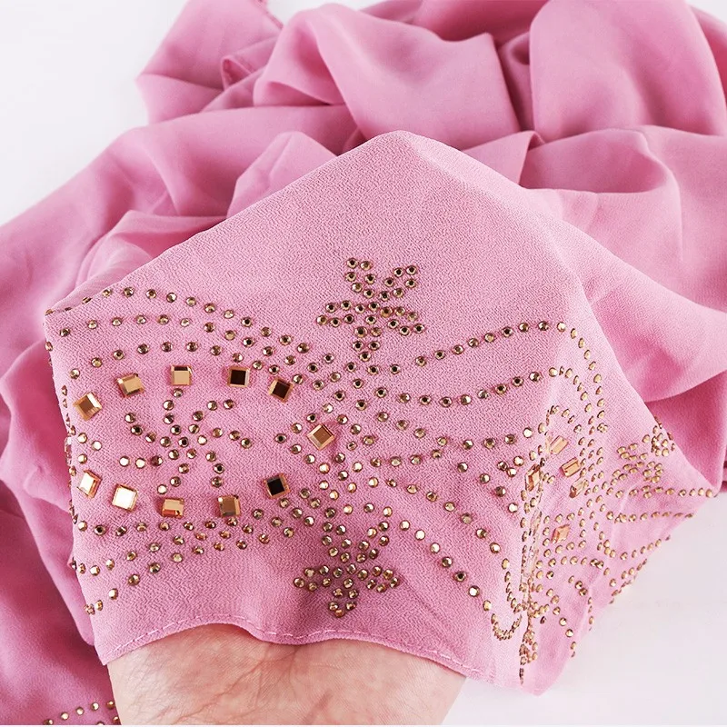 Новинка 14 цветов однотонный мусульманский хиджаб тюрбан Модный женский стразы