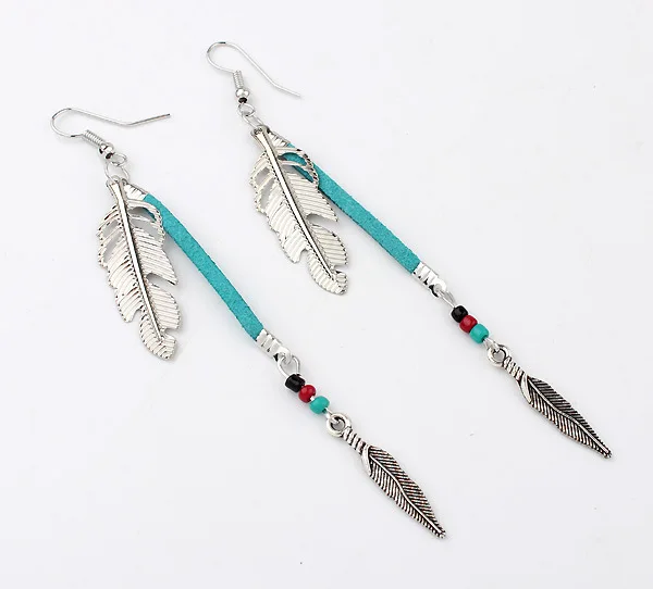 Женские серьги-кисточки с перьями винтажные кожаные серьги в богемном стиле